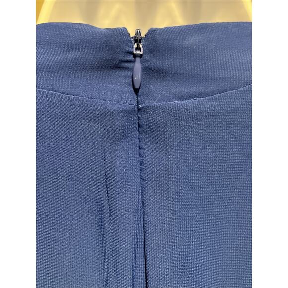 Taylor Royal Blue Azure Chiffon V neck High Low Midi Dress Medium - Picture 8 of 9